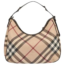 Burberry-BURBERRY Nova Check Shoulder Bag PVC Beige Auth 71307-Beige