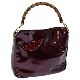 Gucci-GUCCI Bamboo Shoulder Bag Patent leather Bordeaux Auth 71314-Other