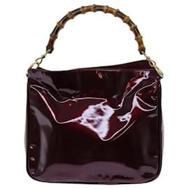 Gucci-GUCCI Borsa a spalla Bamboo Pelle verniciata Bordeaux Auth 71314-Altro