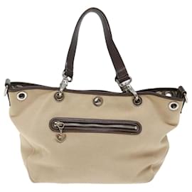 Burberry-BURBERRY Blue Label Hand Bag Canvas Beige Auth bs13611-Beige