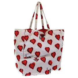 Prada-PRADA Heart Tote Bag Nylon Red Auth yk11927-Red