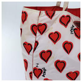 Prada-PRADA Heart Tote Bag Nylon Rouge Auth yk11927-Rouge