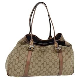 Gucci-GUCCI Borsa tote in tela GG Twins Beige Bronzo Auth hk1236-Beige,Bronzo