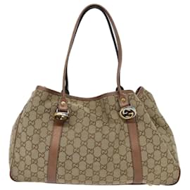 Gucci-GUCCI Borsa tote in tela GG Twins Beige Bronzo Auth hk1236-Beige,Bronzo