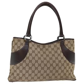 Gucci-GUCCI GG Canvas Hand Bag Beige 113015 Auth ti1627-Beige