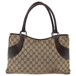 Gucci-GUCCI GG Canvas Hand Bag Beige 113015 Auth ti1627-Beige