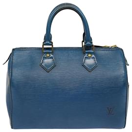 Louis Vuitton-Louis Vuitton Epi Speedy 25 Bolsa de Mão Azul Toledo M43015 Autenticação de LV 71281-Outro