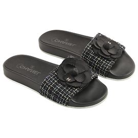 CHANEL  Flats EU 38 cloth Black
