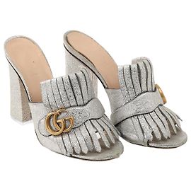 GUCCI Heels EU 38 Leder Silber