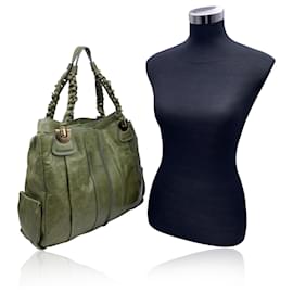 Chloé-Green Leather Heloise Tote Shoulder Bag-Green