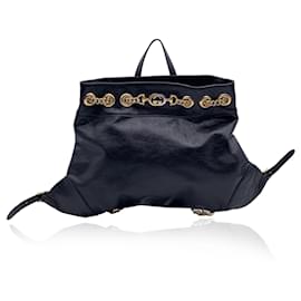 Gucci-Black Leather Zumi Backpack Shoulder Bag Handbag-Black