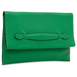 Hermès-Grüne Evercolor-Pliplat-Clutch von Hermes-Grün