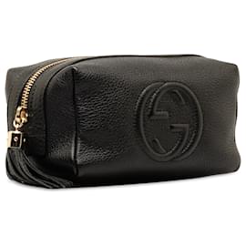 Gucci-Gucci Black Soho Leather Cosmetic Pouch-Black