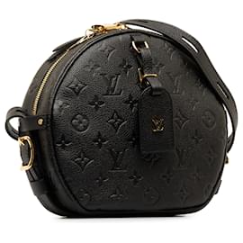 Louis Vuitton-Louis Vuitton Black Monogram Empreinte Boite Chapeaux Souple MM-Black