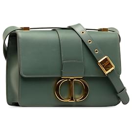 Dior-Dior Cuero Verde 30 Bolso con solapa Montaigne-Verde,Verde oscuro