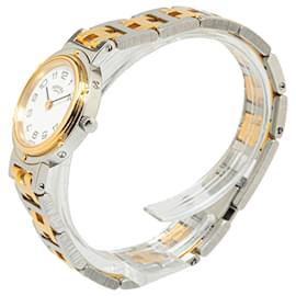 Hermès-Reloj Hermes Clipper de acero inoxidable y cuarzo plateado-Plata,Otro