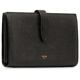 Céline-Celine Black Large Strap Wallet-Black