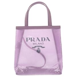 Prada-Prada Purple Small Rete Paillettes Tote-Other,Purple