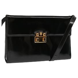 Gucci-GUCCI Shoulder Bag Enamel Black 004 406 0287 Auth ep3974-Black