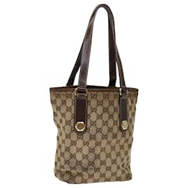 Gucci-GUCCI GG Lona Tote Bag Bege 153361 Auth ti1632-Bege