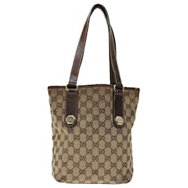 Gucci-GUCCI GG Lona Tote Bag Bege 153361 Auth ti1632-Bege