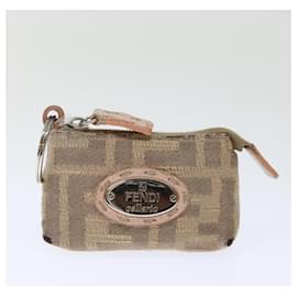 Fendi-FENDI Pochette en toile Zucca 2Ensemble Noir Beige Marron Auth ac2939-Marron,Noir,Beige