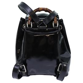 Gucci-GUCCI Bamboo Backpack Patent leather Black Auth ar11692-Black