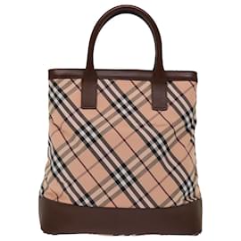 Burberry-BURBERRY Nova Check Blue Label Hand Bag Canvas Pink Brown Auth 71023-Brown,Pink