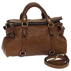 Miu Miu-Miu Miu Hand Bag Leather 2way Brown Auth bs13600-Brown