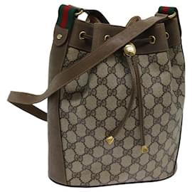 Gucci-GUCCI GG Canvas Web Sherry Line Shoulder Bag PVC Beige Green Red Auth 71175-Red,Beige,Green