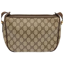 Gucci-GUCCI GG Supreme Web Sherry Line Shoulder Bag Beige Green 89 02 032 Auth ep3948-Beige,Green