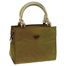 Prada-PRADA Chain Hand Bag Nylon Khaki Auth 70956-Khaki