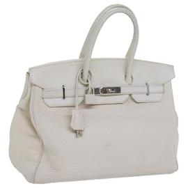 Hermès-HERMES BIRKIN 35 Handtasche Leder Weiß Auth bs13628-Weiß