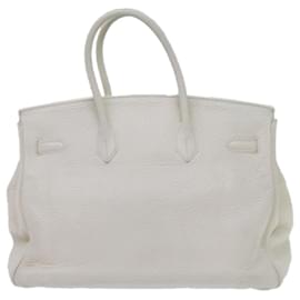 Hermès-HERMES BIRKIN 35 Hand Bag Leather White Auth bs13628-White