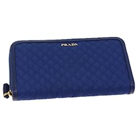 Prada-PRADA Portefeuille Long Nylon Bleu Auth 72014-Bleu