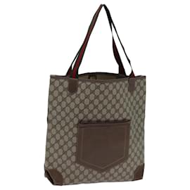 Gucci-GUCCI GG Canvas Web Sherry Line Tote Bag PVC Beige Green Red Auth 71031-Red,Beige,Green