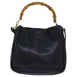 Gucci-GUCCI Borsa a tracolla in bambù Pelle 2modo Black Auth 70623-Nero