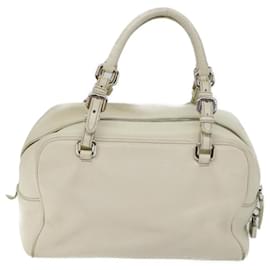 Prada-PRADA Hand Bag Leather White Auth yk11935-White