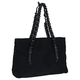 Prada-PRADA Chain Hand Bag Nylon Black Auth yk11922-Black