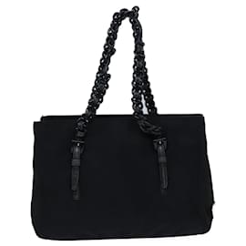 Prada-PRADA Chain Hand Bag Nylon Black Auth yk11922-Black