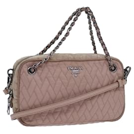 Prada-PRADA Quilted Hand Bag Nylon 2way Pink Auth bs13603-Pink