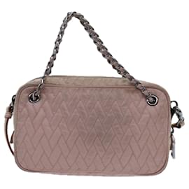 Prada-PRADA Quilted Hand Bag Nylon 2way Pink Auth bs13603-Pink