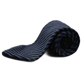 Autre Marque Corbata Negra a Rayas Azules Azul