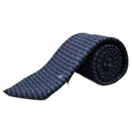 Autre Marque Corbata Negra a Rayas Azules con Design Nero