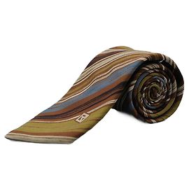 Autre Marque Corbata Marrón a rayas Marrom
