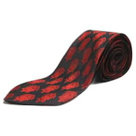 Pierre Cardin-Corbata Negra com Escudo Rojo-Preto