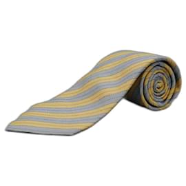Hermès-Corbata Amarilla y Azul a Rayas-Yellow