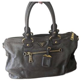 Prada Handbag Khaki Leather Khaki
