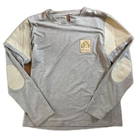 Camiseta de manga comprida cinza John Galliano com mangas removíveis com zíper. Dourado Cinza Fora de branco