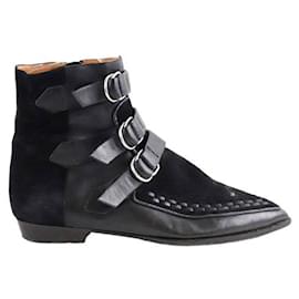Isabel Marant-Leather buckle boots-Black